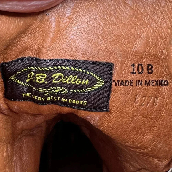 J.B Dillon Men 10B Leather Distressed Western Boots Embroidered Square Toe Rodeo - Picture 13 of 16